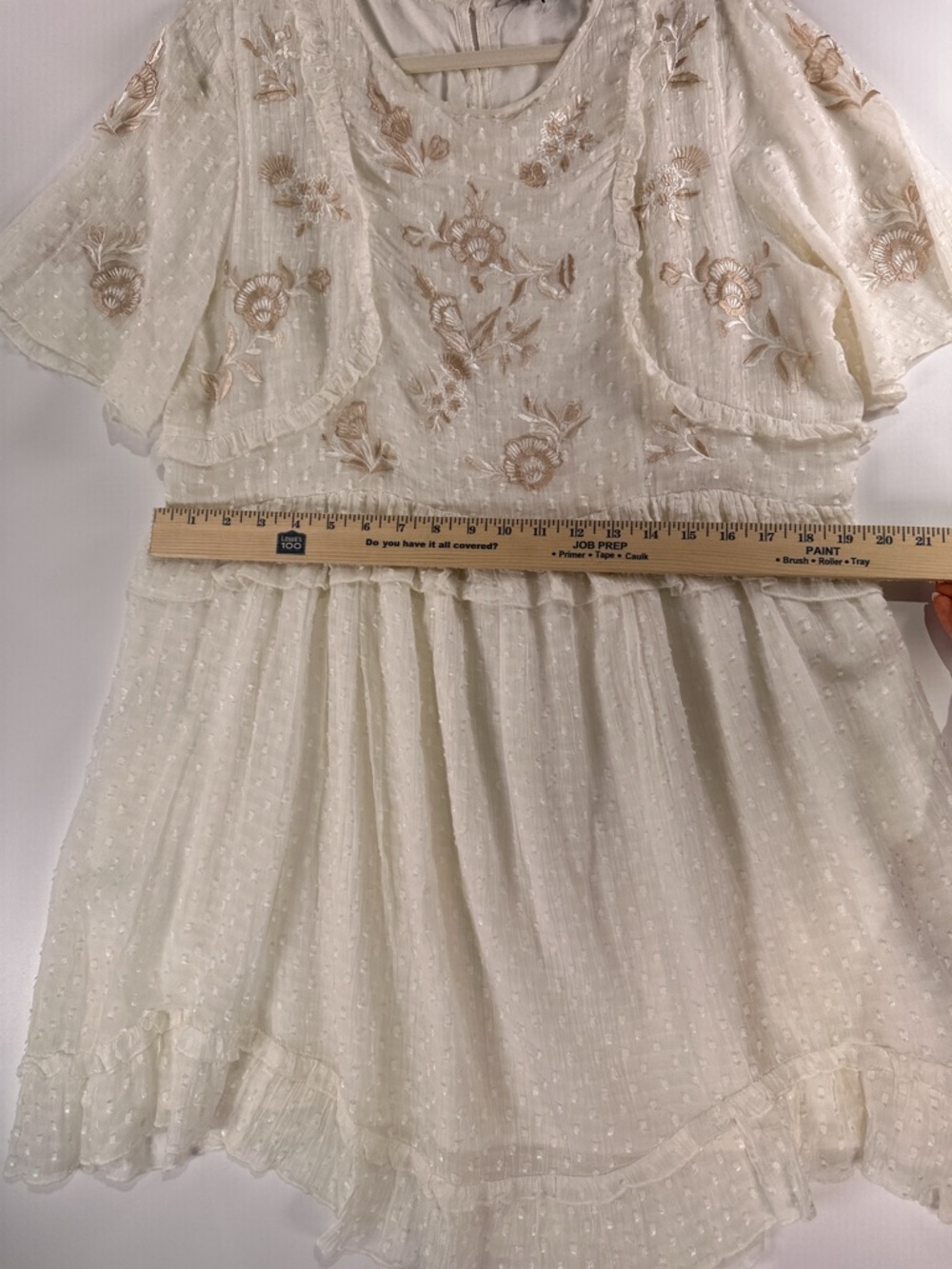 Ranna Gill Anthropologie White Embroidered Swiss Dot Boho Dress L - Picture 11 of 12
